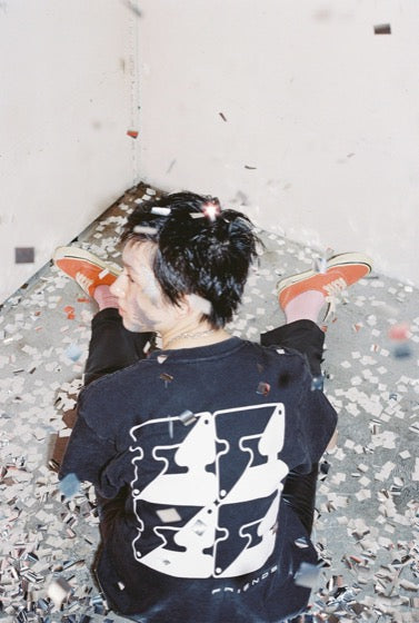 A.S.F. Look — model wearing Ying Yang Block tee, Black — LOOKS &ldquo;OUT OF CLUB&rdquo; 23/25
