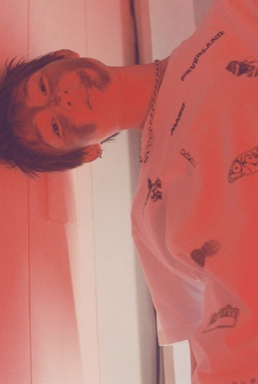 A.S.F. Look &mdash; model wearing A.S. Friends tee, White &mdash; LOOKS &ldquo;OUT OF CLUB&rdquo; 12/25